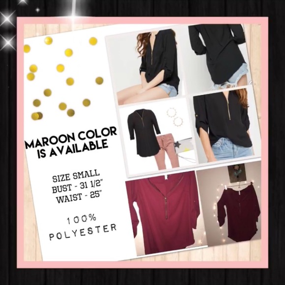 Tops - Maroon Quarter Zip Blouse